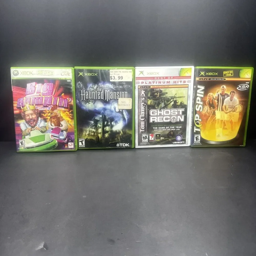xbox  game lot Big‎ Bumpin, The Haunted Mansion, Gost Recon,top Spin
